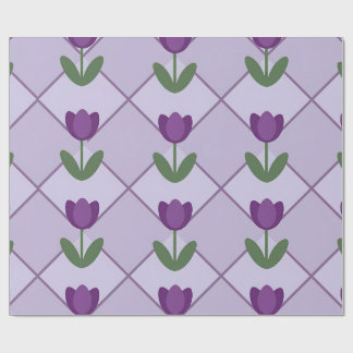 Lila Tulpenmuster – Geometrisches Florales Nahtlos Geschenkpapier