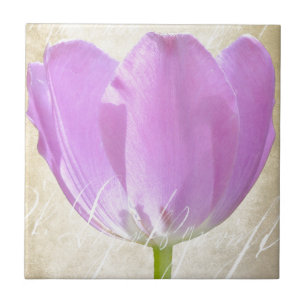 Lila Tulpenpapier im Vintage-Muster Fliese
