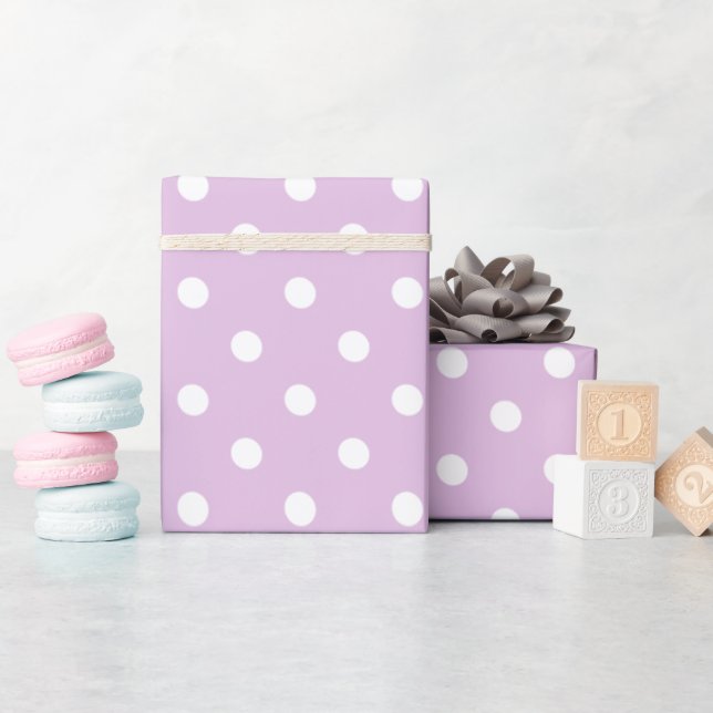Lila Tupfen Geschenkpapier (Babyparty)