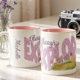 Lila Tupfen Mit Aquarellgarten Zweifarbige Tasse