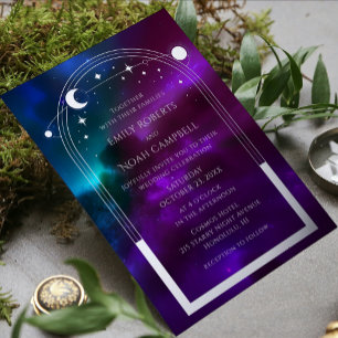 Lila Türk Silber Himmel Folienhochzeit Folieneinladung