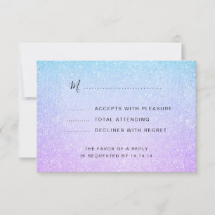 Lila & Türkis Bat Mitzvah Imitats Glitzer UAWG RSVP Karte