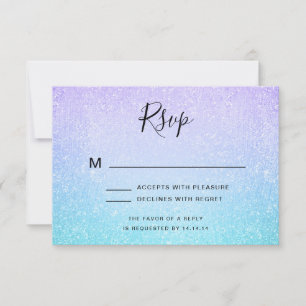 Lila & Türkis Bat Mitzvah UAWG Glitzer Paint RSVP Karte