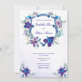 Lila Türkis Blauer Orchid Hochzeit Einladung
