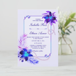 Lila Türkis Blauer Orchid Hochzeit Einladung