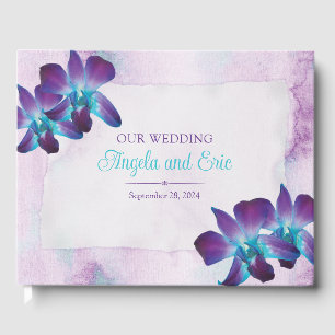 Lila Türkis Blue Dendrobium Orchid Wedding Gästebuch