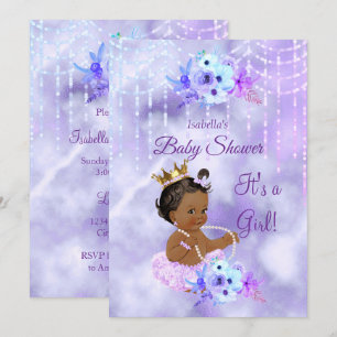 Lila Türkis Blumen Mädchen Baby Shower Ethnisch Einladung