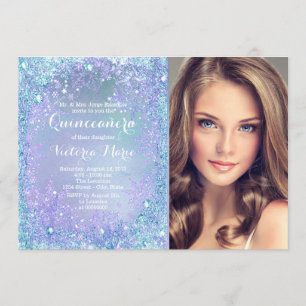 Lila Türkis Gefrorene Winter Wonderland Quinceaner Einladung