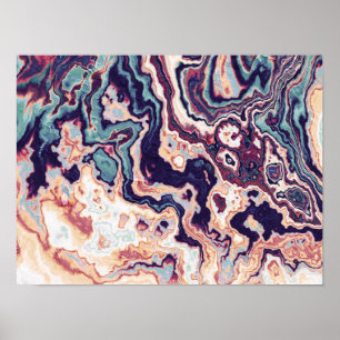 Lila Türkis Marmor Geode Fusion Poster