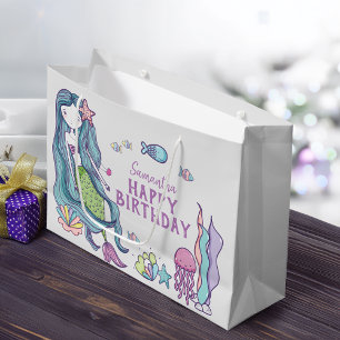 Lila Türkis Meerjungfrau Frohen Geburtstag Persona Große Geschenktüte