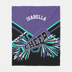 Lila, Türkis, Schwarz & Weiß Cheerleader Design Fleecedecke