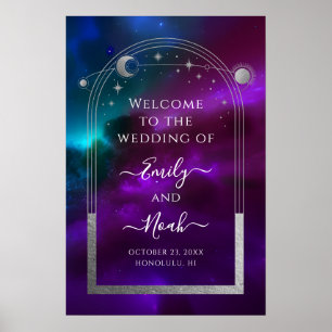 Lila Türkis Silber Himmlische Hochzeitsbegrüßung Poster