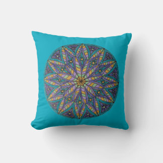 Lila/ Türkis Sternen-Mandala-Wurfkissen Kissen