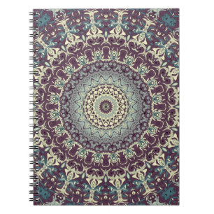 Lila Türkis und Creme Mandala-Muster Notizblock