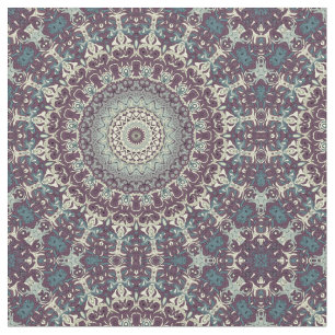 Lila Türkis und Creme Mandala-Muster Stoff