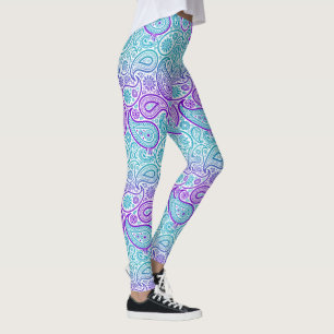 Lila türkis-weißes Paisley-Muster Nr. 2 Leggings