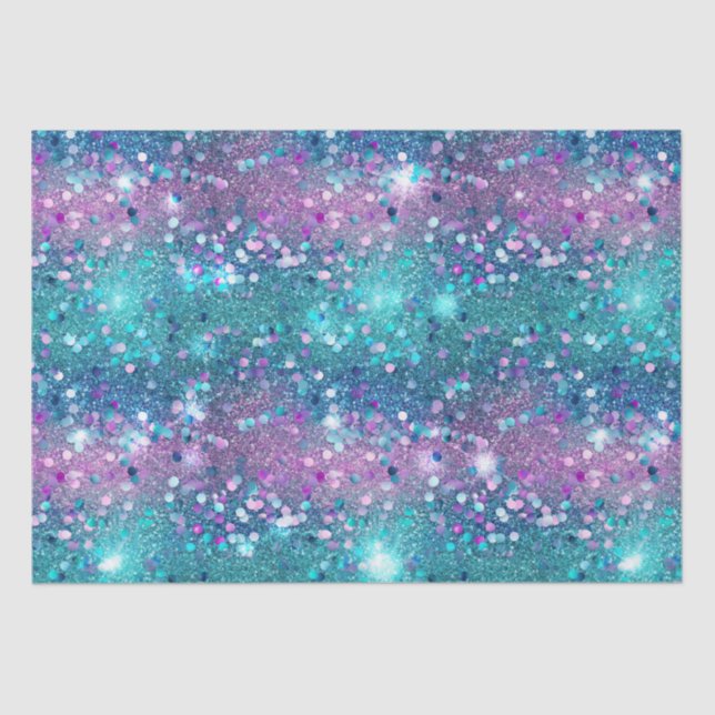 Lila Türkise Mermaid Sparkle Girly Glitz Seidenpapier (Vorderseite)