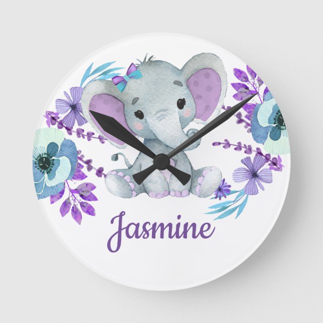 Lila türkisfarbene Akrylhalterung, rund (mittel) Runde Wanduhr (Vorderseite)