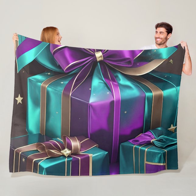 Lila türkisfarbene Geschenke Fleecedecke (Beispiel)