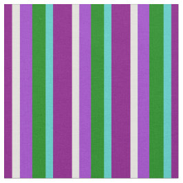 Lila, türkisfarbene, grüne, orchid-gelbe Linien Stoff