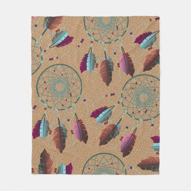 Lila türkisfarbene Ureinwohner Fleecedecke (Vorderseite)