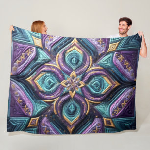 Lila türkisfarbenes blaues Abstract Design Fleecedecke