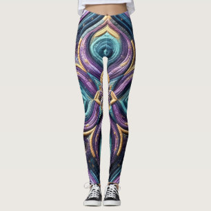 Lila türkisfarbenes blaues Abstract Design Leggings