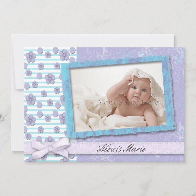 Lila türkisfarbenes Foto Ankündigung (Vorderseite)