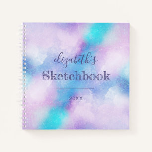 Lila türkisfarbenes Personalisiertes Kunstbuch Notizbuch
