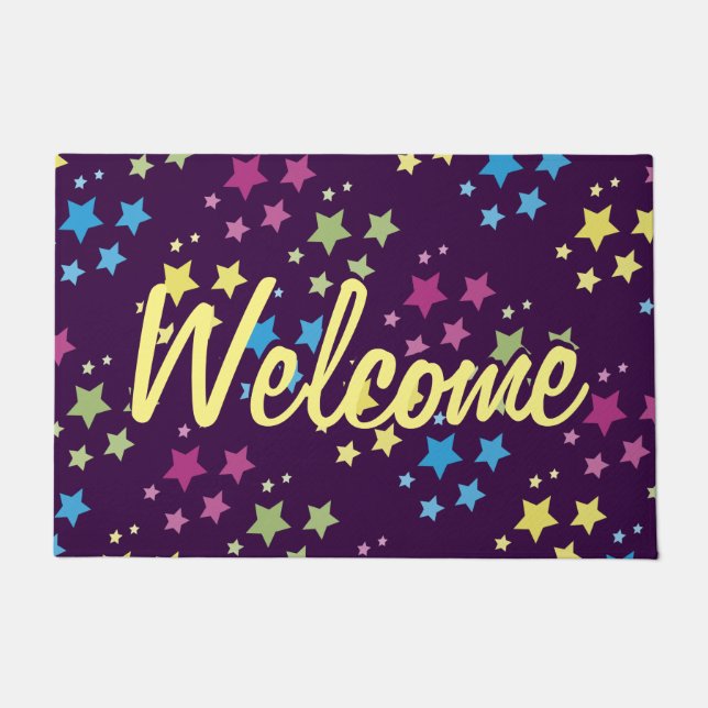 Lila Türmatte mit Sternmuster (Vorderseite)