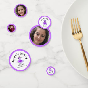 Lila Tutu-Kleid 12. Geburtstags Custom Foto Konfetti