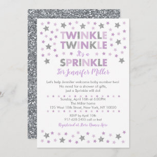Lila Twinkle Star Baby Sprinkle Einladung