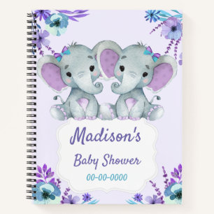 Lila Twins Elephant Memory Book Baby Dusche Aquama Notizbuch