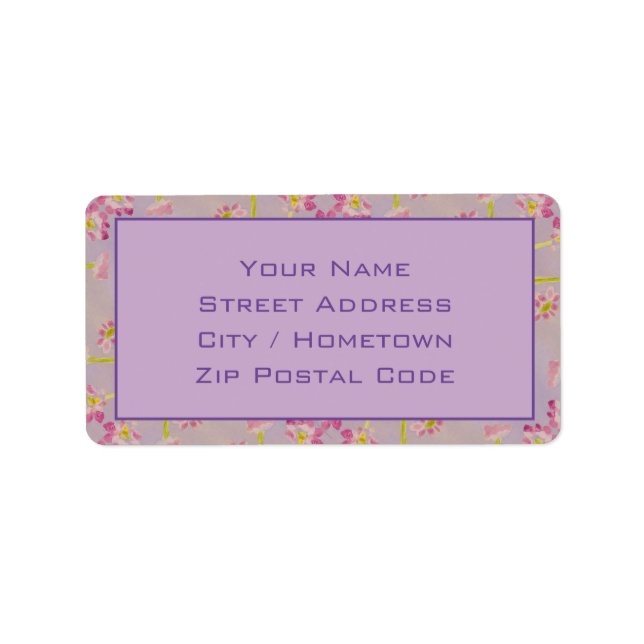 Lila Typografie-Aufkleber Adressaufkleber (Vorne)