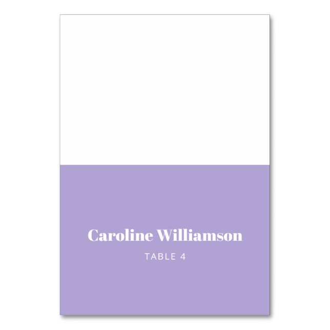 Lila Typografie-Tabelle Tischnummer (Vorderseite)