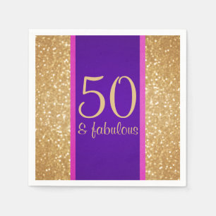 Lila u. Glittery 50 u. fabelhafter 50. Geburtstag Serviette