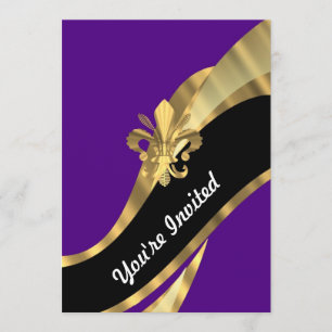 Lila u. gold Fleur de Lys Einladung