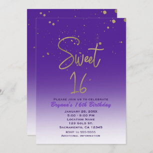 Lila u. Goldmoderner bezaubernder BONBON 16 Einladung