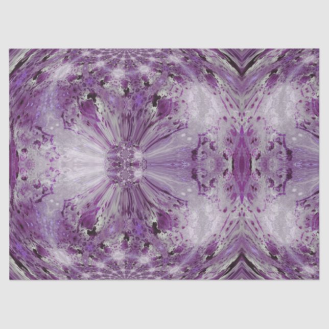 Lila u. graues ruhiges Kaleidoskop-Druck-Muster Seidenpapier (Vorderseite)