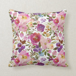 Lila u. rosa Blumendekoratives Throw-Kissen Kissen