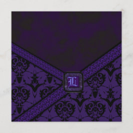 Lila u. schwarze Goth Spitze-Hochzeit Einladung