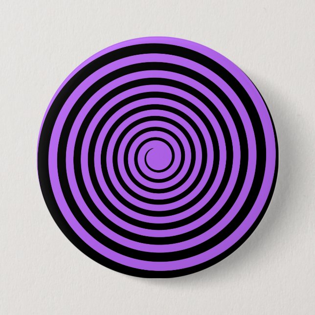 Lila u. schwarze Spirale kundengebundene Schablone Button (Vorderseite)
