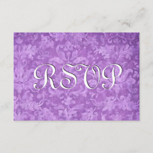 Lila UAWG Vintag Damask Hochzeit Ver10 RSVP Karte