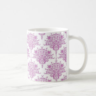 Lila über weißes Muster der Damaskus-Blume Tasse