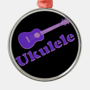 Lila Ukulele Silbernes Ornament