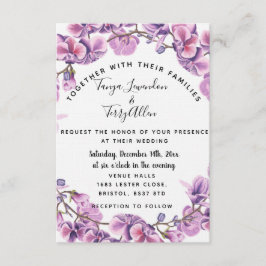 lila ultraviolette Blumenhochzeit INVITE CARD Einladung
