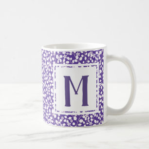 Lila, ultraviolette, weiße Blume, Blumenzweige Tasse
