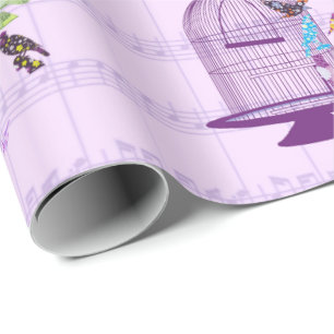 Lila Umpackpapier zum Vogelschutz Geschenkpapier