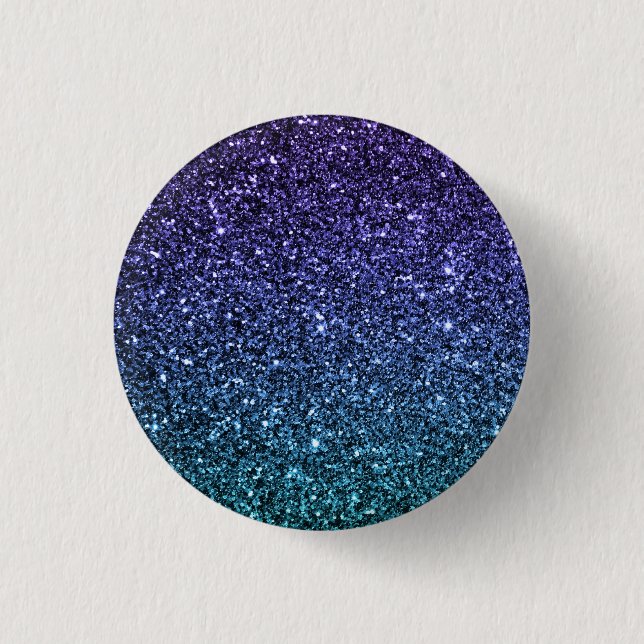 Lila und Aqua Ombre Imitat-Glitzer Button (Vorderseite)