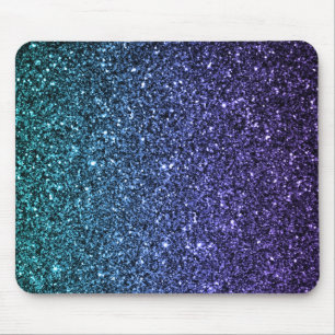 Lila und Aqua Ombre Imitat-Glitzer Mousepad
